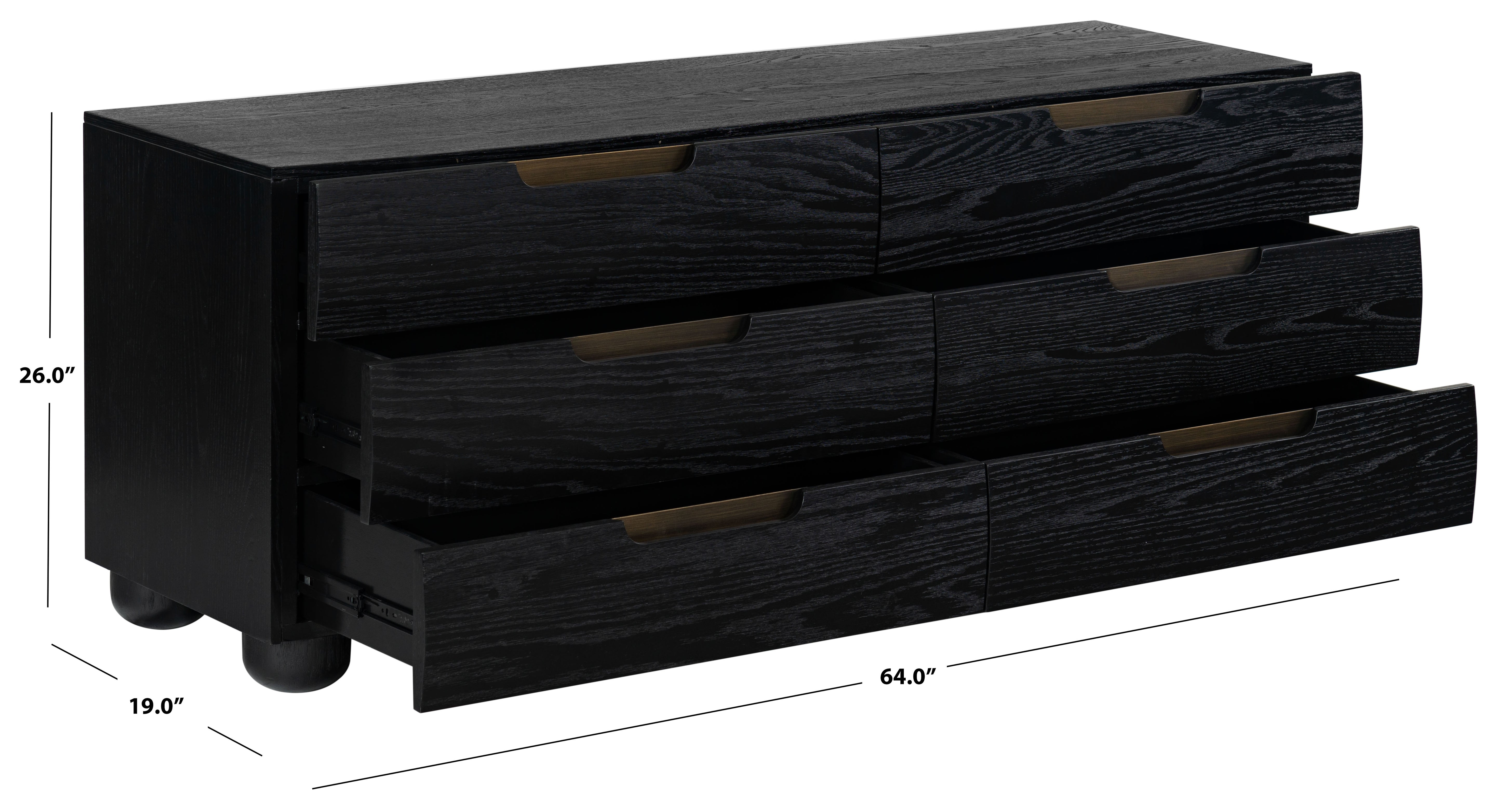 Safavieh Couture Beethoven Wood 6 Drawer Dresser, SFV2172 - Black