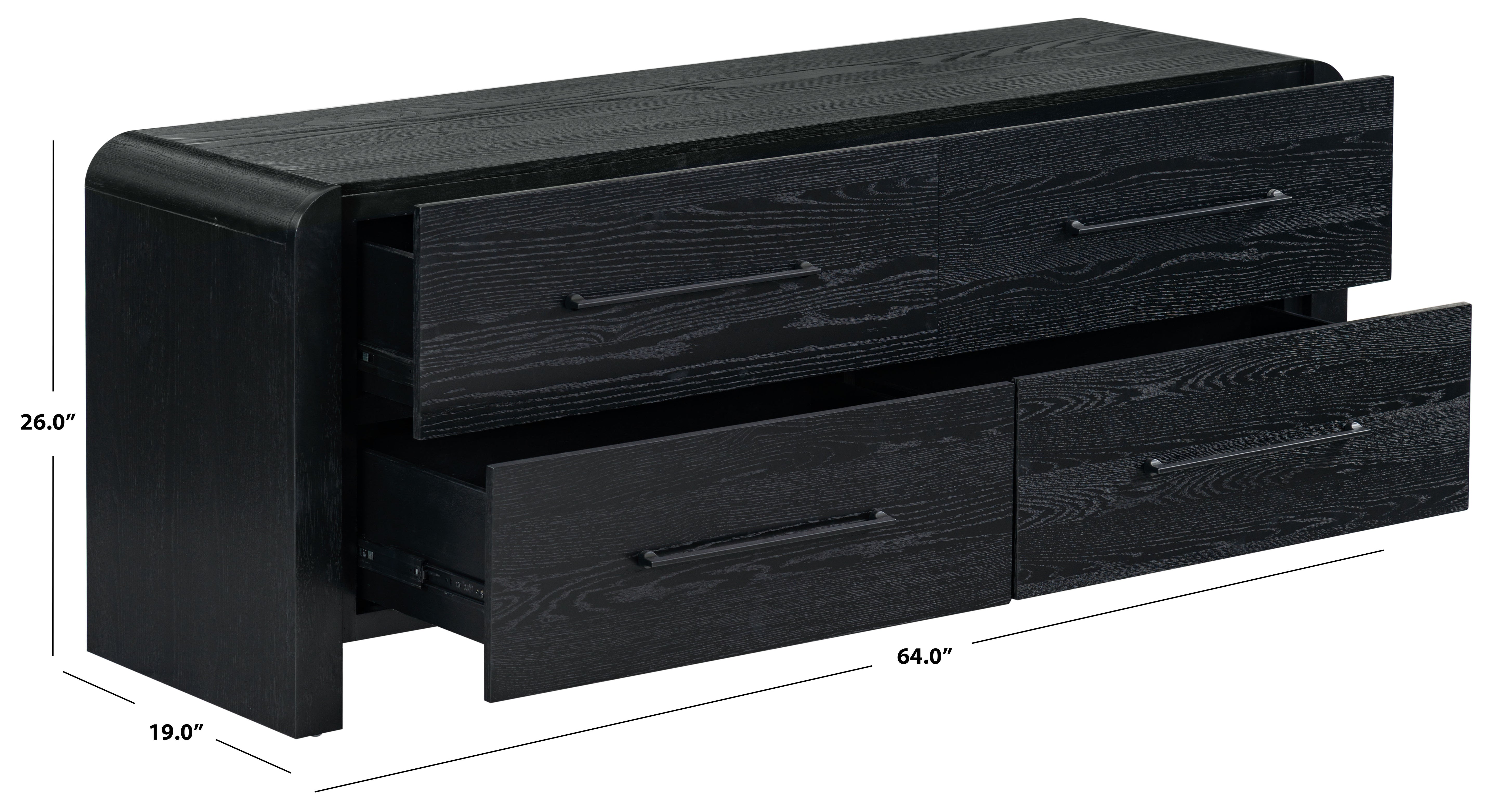 Safavieh Couture Katrina Wood 4 Drawer Dresser, SFV2174 - Black / Black
