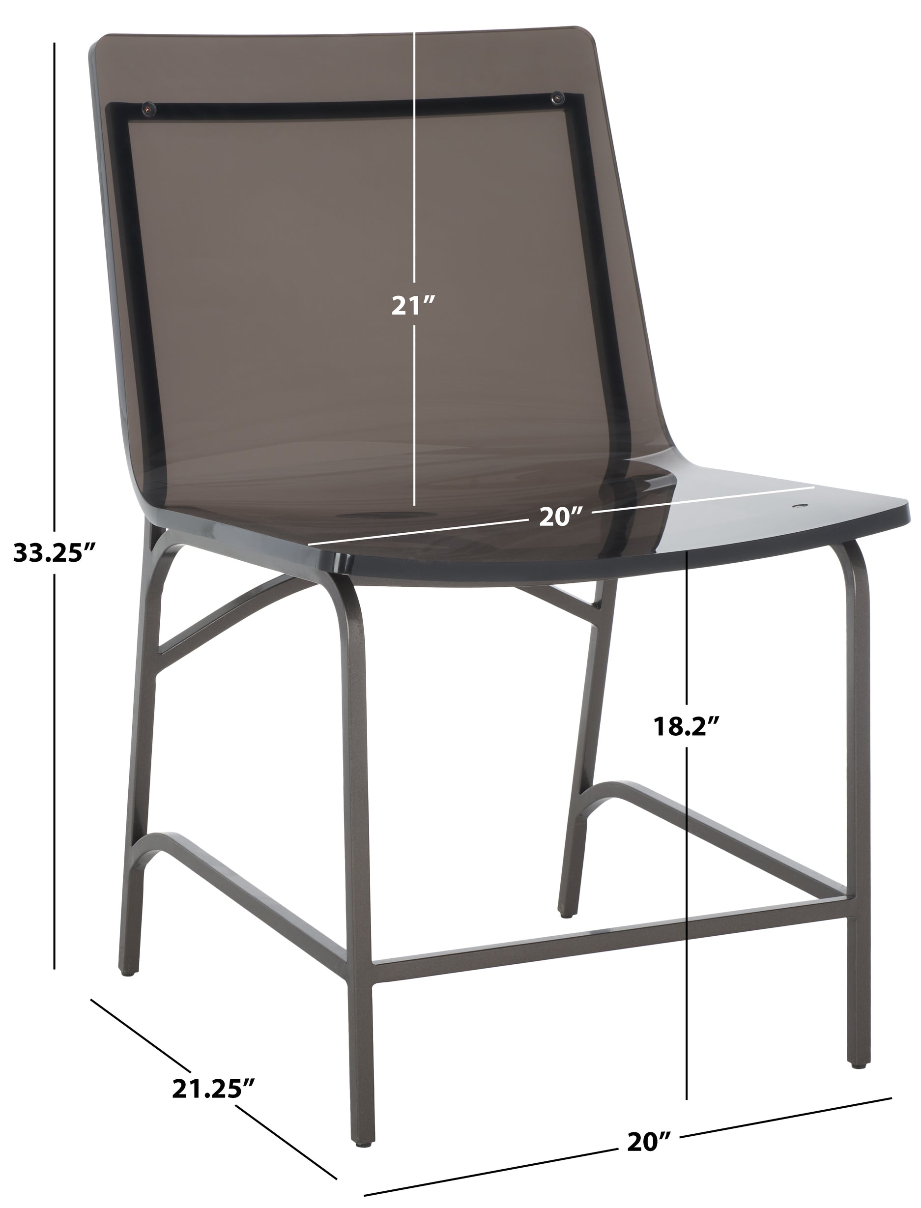 Safavieh Couture Bryant Acrylic Dining Chair - Smoke Grey / Gunmetal