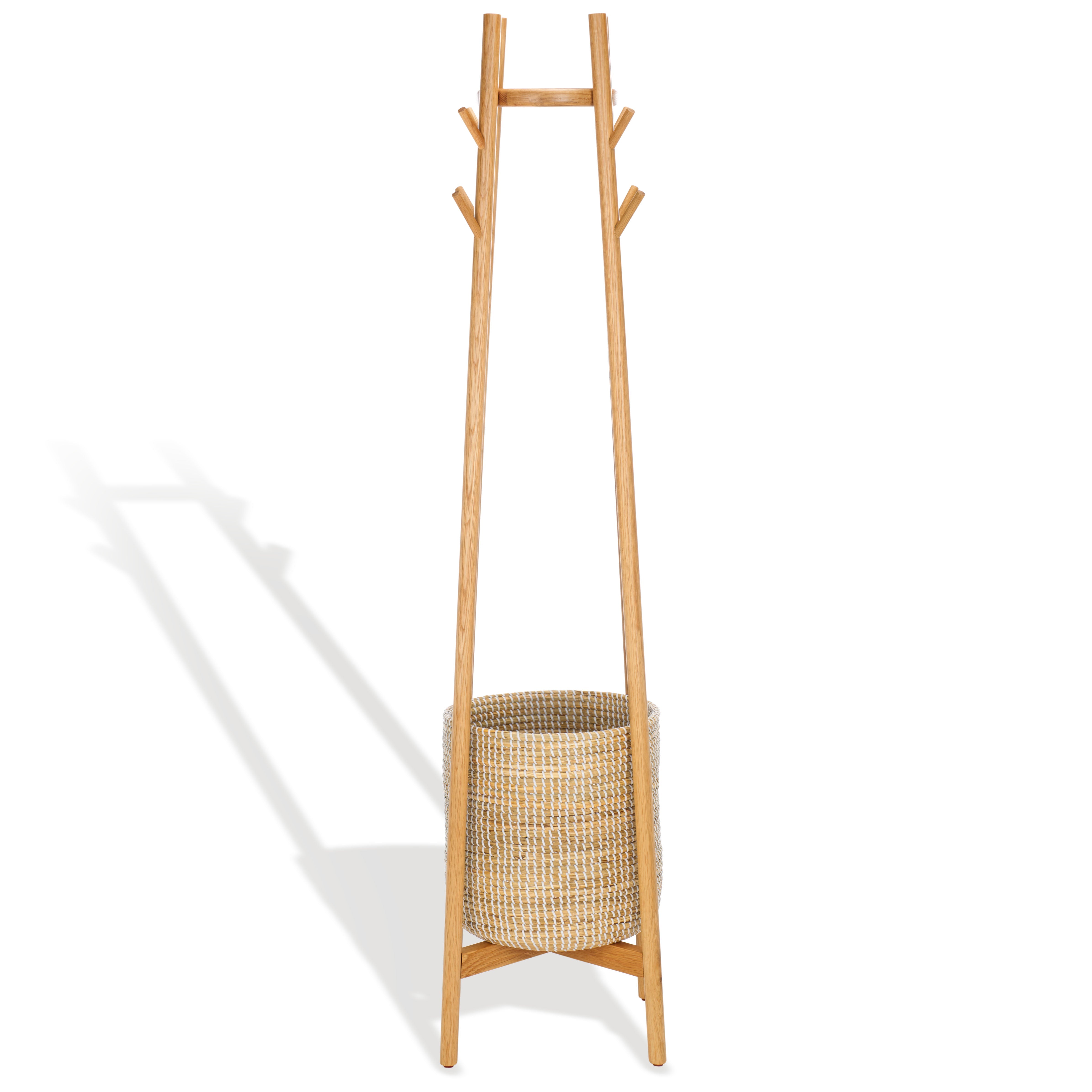 Safavieh Couture Abellina Coat Rack With Storage Basket, SFV4202 - Natural
