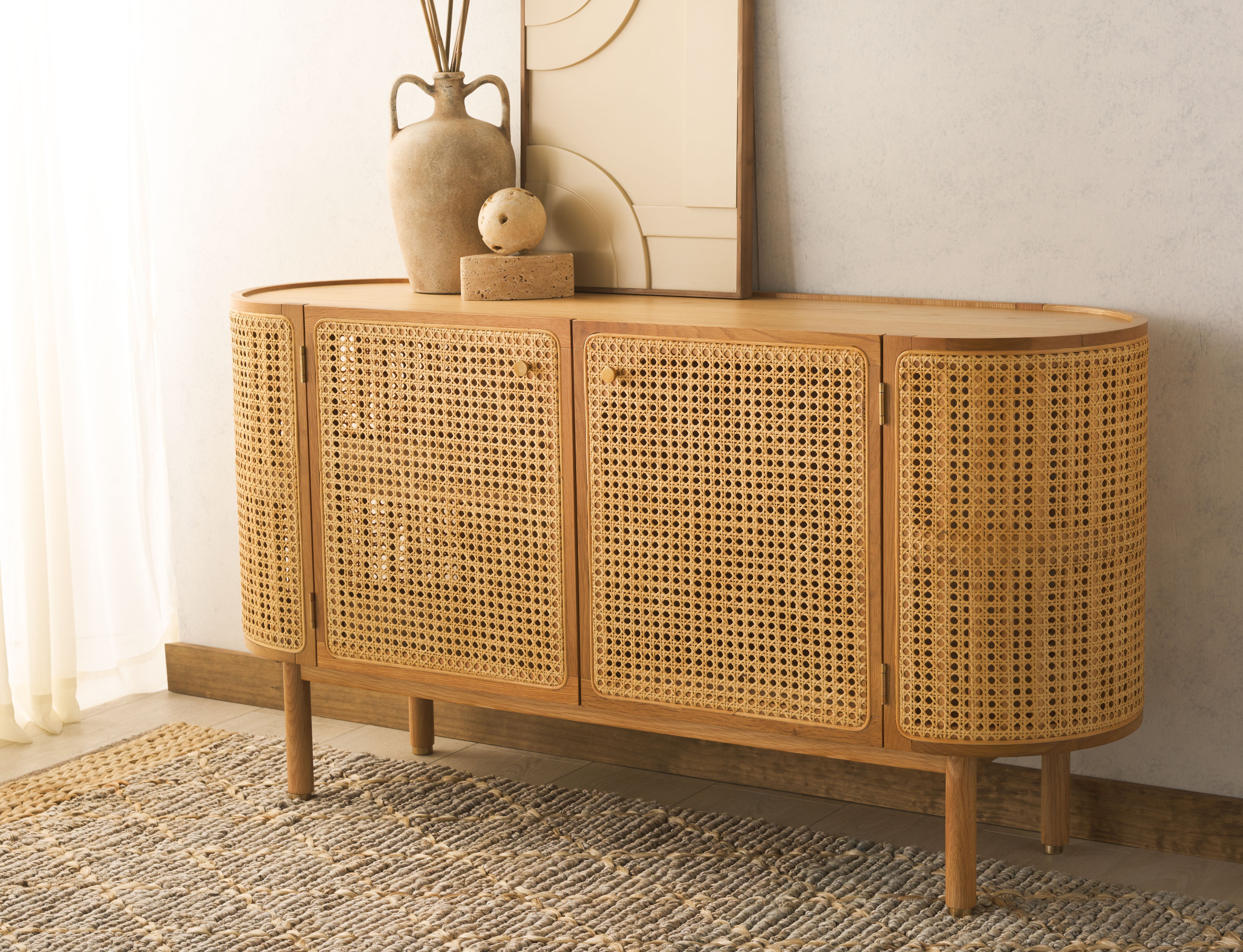 Safavieh Couture Dolly Cane And Wood Sideboard, SFV4204