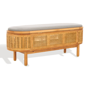 Safavieh Couture Dolly Cane And Wood Storage Bench, SFV4205