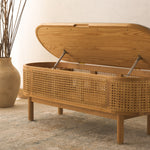 Safavieh Couture Dolly Cane And Wood Storage Bench, SFV4205