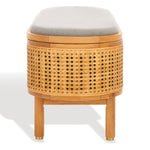 Safavieh Couture Dolly Cane And Wood Storage Bench, SFV4205 - Natural / Grey