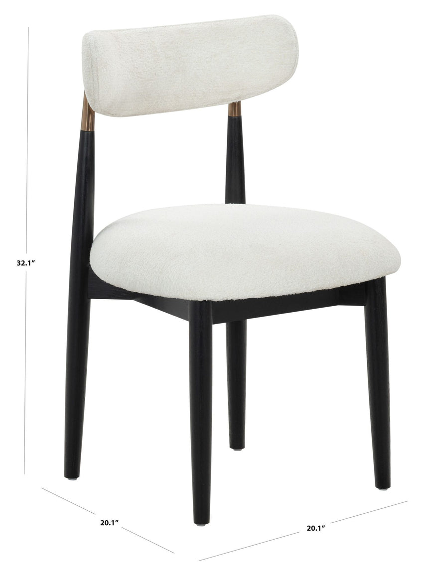 Marisol Boucle Dining Chair – WHITE / BLACK