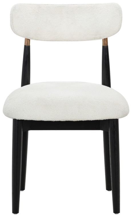 Marisol Boucle Dining Chair – WHITE / BLACK
