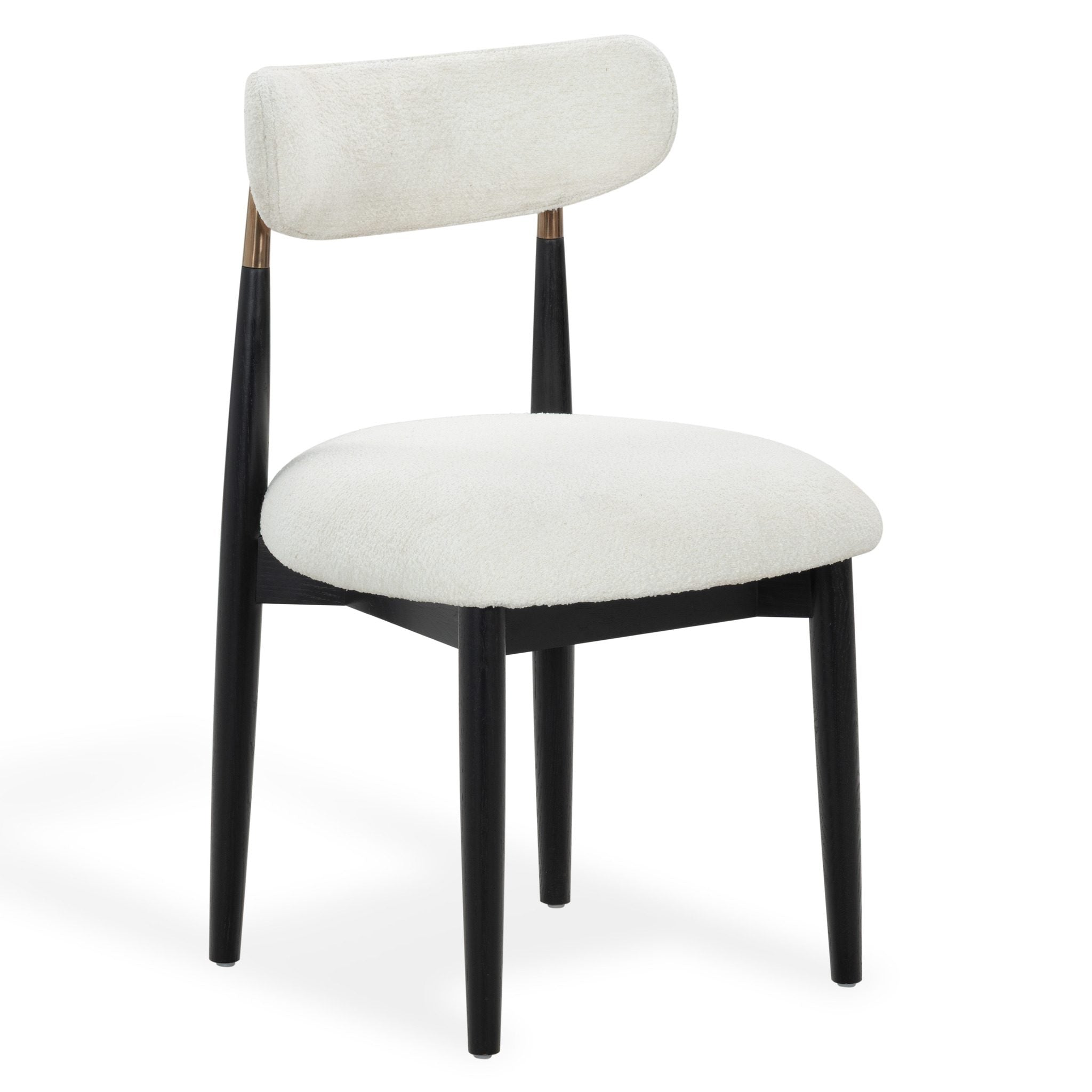 Marisol Boucle Dining Chair – WHITE / BLACK