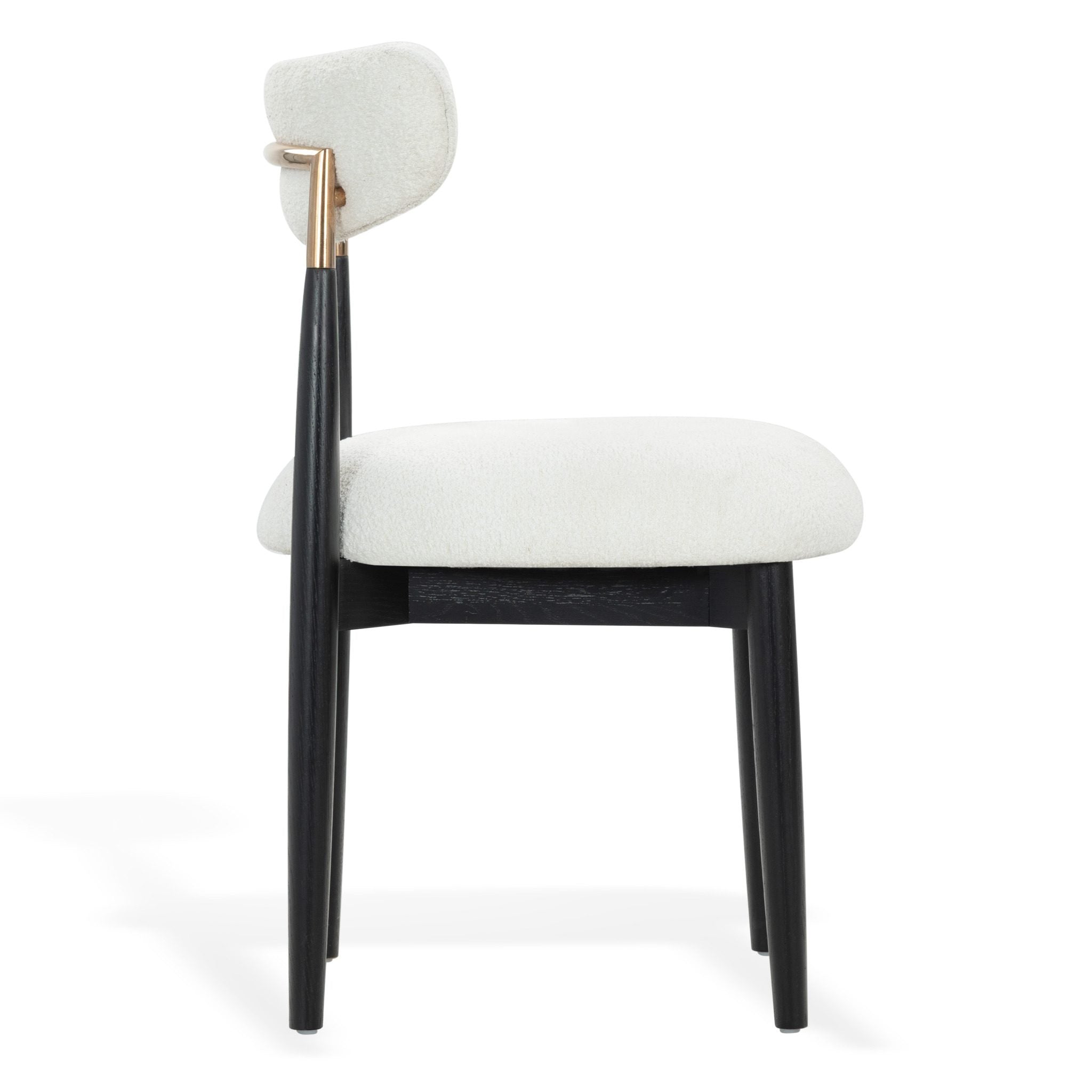 Marisol Boucle Dining Chair – WHITE / BLACK
