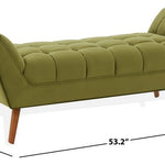 Safavieh Couture Damian Tufted Bench - Olive Green / Dark Brown