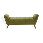 Safavieh Couture Damian Tufted Bench - Olive Green / Dark Brown