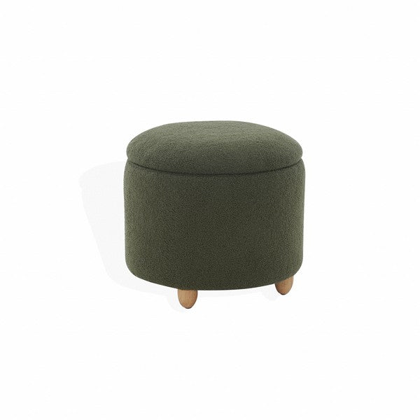 Safavieh Couture Mariabella Boucle Storage Ottoman - Olive Green / Natural
