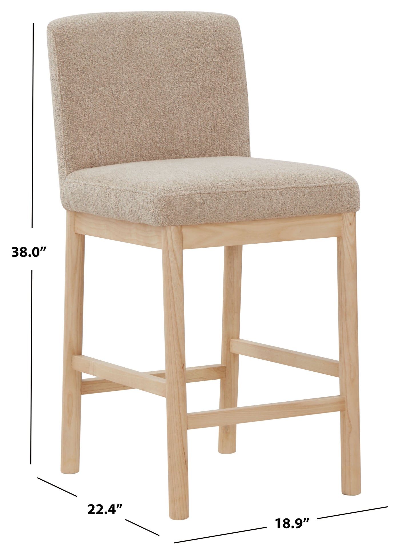 Safavieh Couture Halcy Boucle Counter Stool, SFV4838 - Oatmeal / Natural