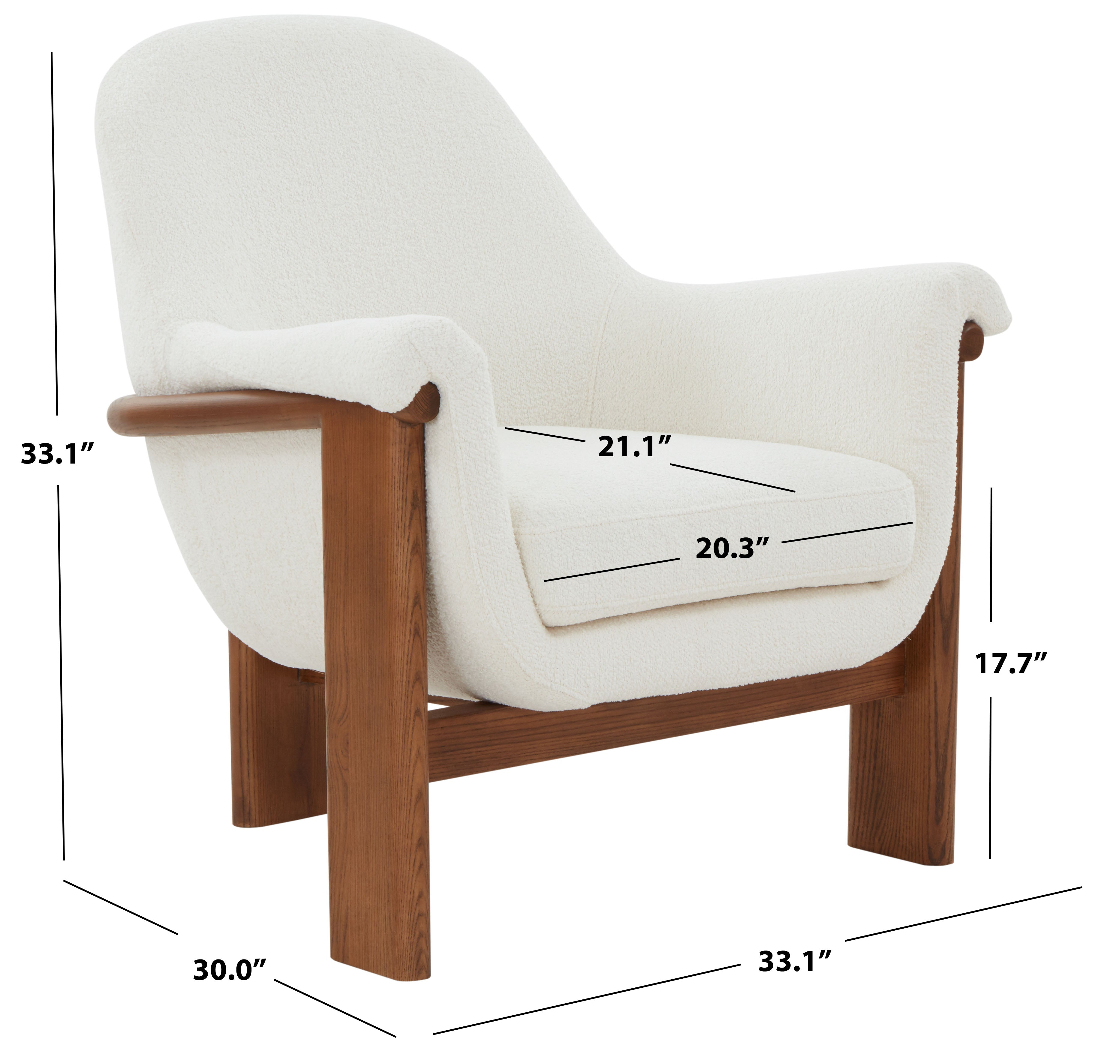 Safavieh Couture Sylvana Boucle Accent Chair, SFV4847 - Ivory / Walnut