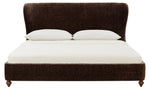 Lakelyn Chenille Wingback Bed – BROWN / WALNUT