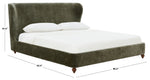 Lakelyn Chenille Wingback Bed – OLIVE GREEN / WALNUT