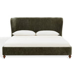 Lakelyn Chenille Wingback Bed – OLIVE GREEN / WALNUT