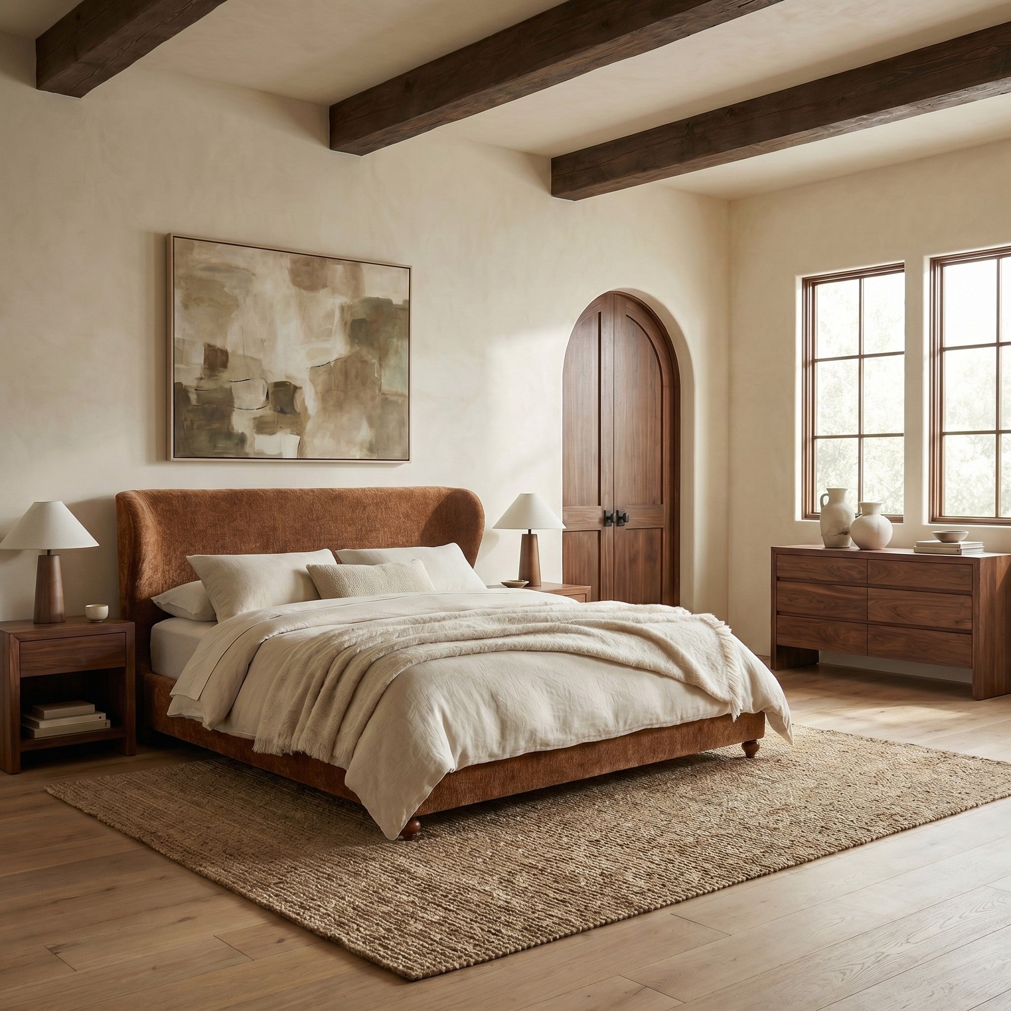 Lakelyn Chenille Wingback Bed – AMBER