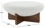 Safavieh Couture Tailor Round Linen Ottoman - Taupe / Brown