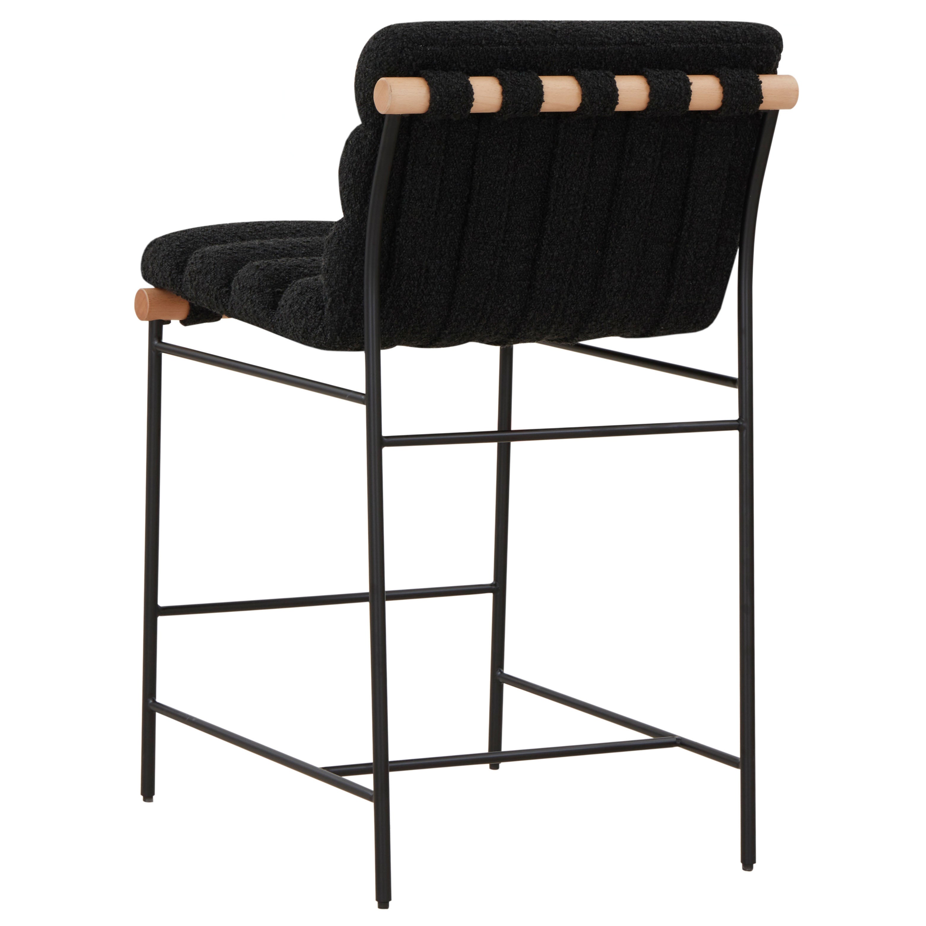 Safavieh Couture Macibella Channel Tufted Boucle Counter Stool, SFV5142 - Black