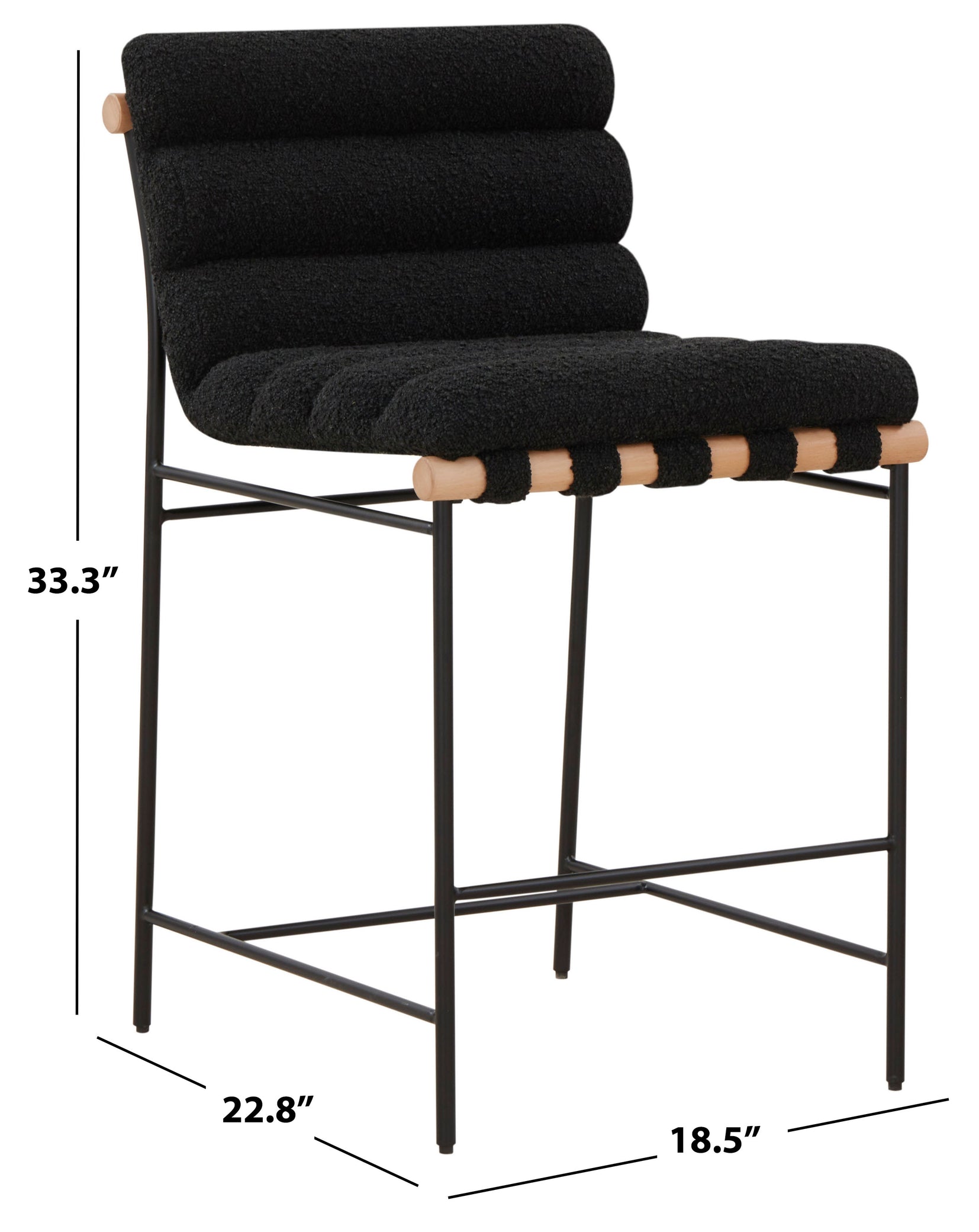 Safavieh Couture Macibella Channel Tufted Boucle Counter Stool, SFV5142 - Black