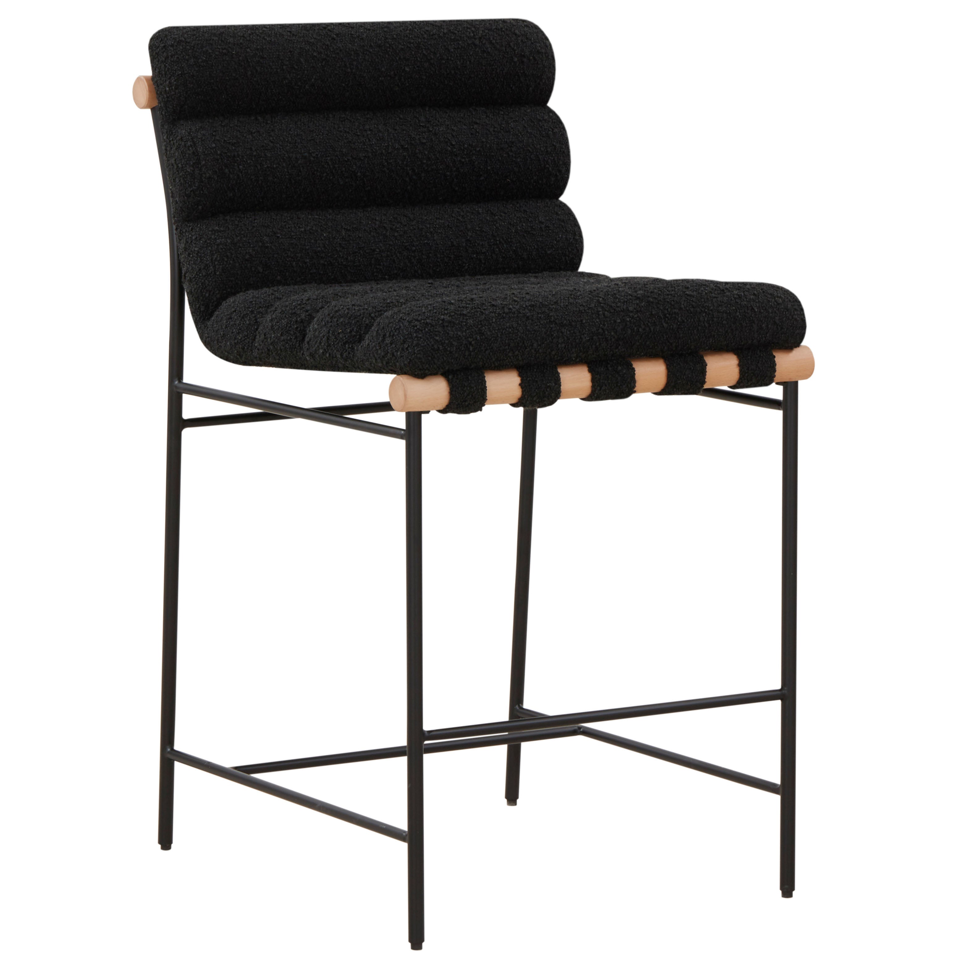 Safavieh Couture Macibella Channel Tufted Boucle Counter Stool, SFV5142 - Black