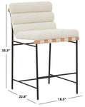 Safavieh Couture Macibella Channel Tufted Boucle Counter Stool, SFV5142 - Ivory / Black