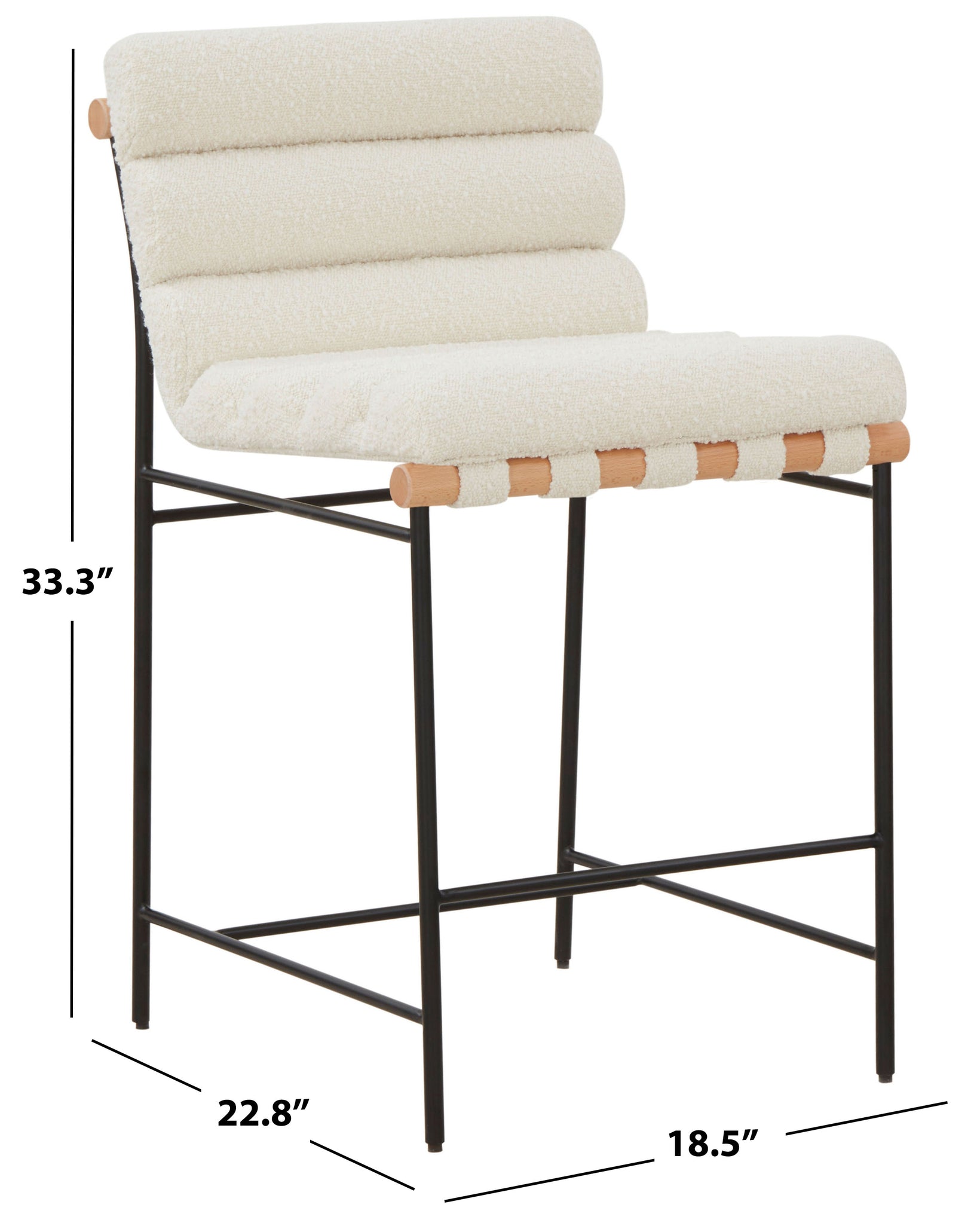 Safavieh Couture Macibella Channel Tufted Boucle Counter Stool, SFV5142 - Ivory / Black