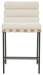Safavieh Couture Macibella Channel Tufted Boucle Counter Stool, SFV5142 - Ivory / Black