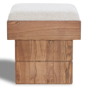 Safavieh Couture Taramarie Square Wood Base Ottoman, SFV5157