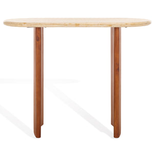 Safavieh Couture Trinsly Travertine Top Console Table, SFV5753