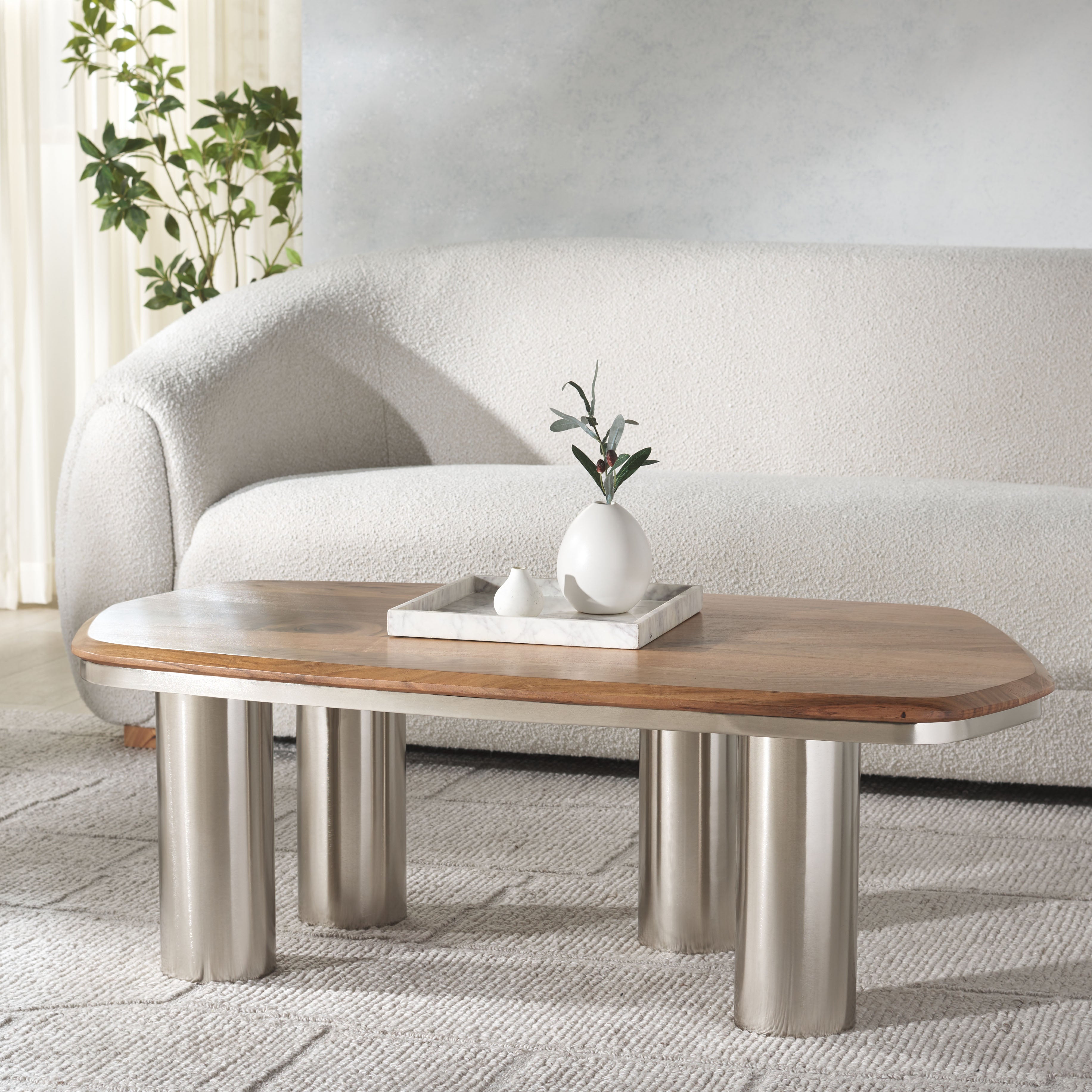 Safavieh Couture Osborn Metal Coffee Table, SFV5754 - Natural / Silver