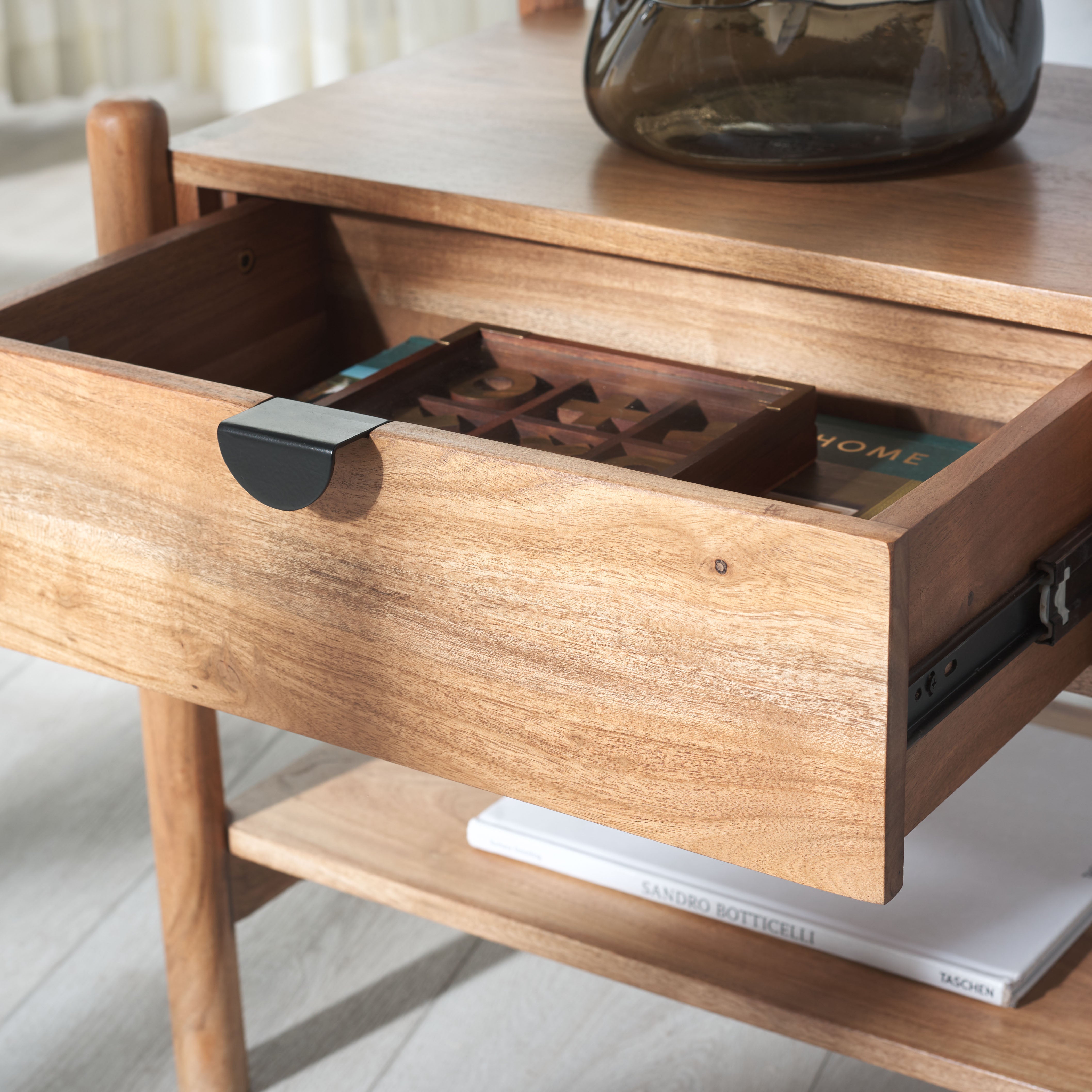 Safavieh Couture Shanti 1 Drawer Wood Nightstand, SFV5763 - Natural / Black