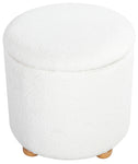 Safavieh Couture Becka Round Boucle Storage Ottoman, SFV6100 - Ivory / Natural