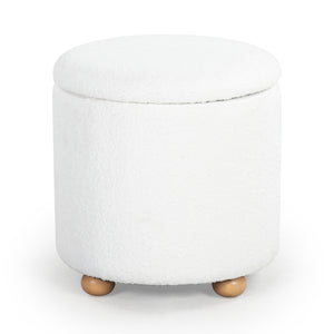 Safavieh Couture Becka Round Boucle Storage Ottoman, SFV6100