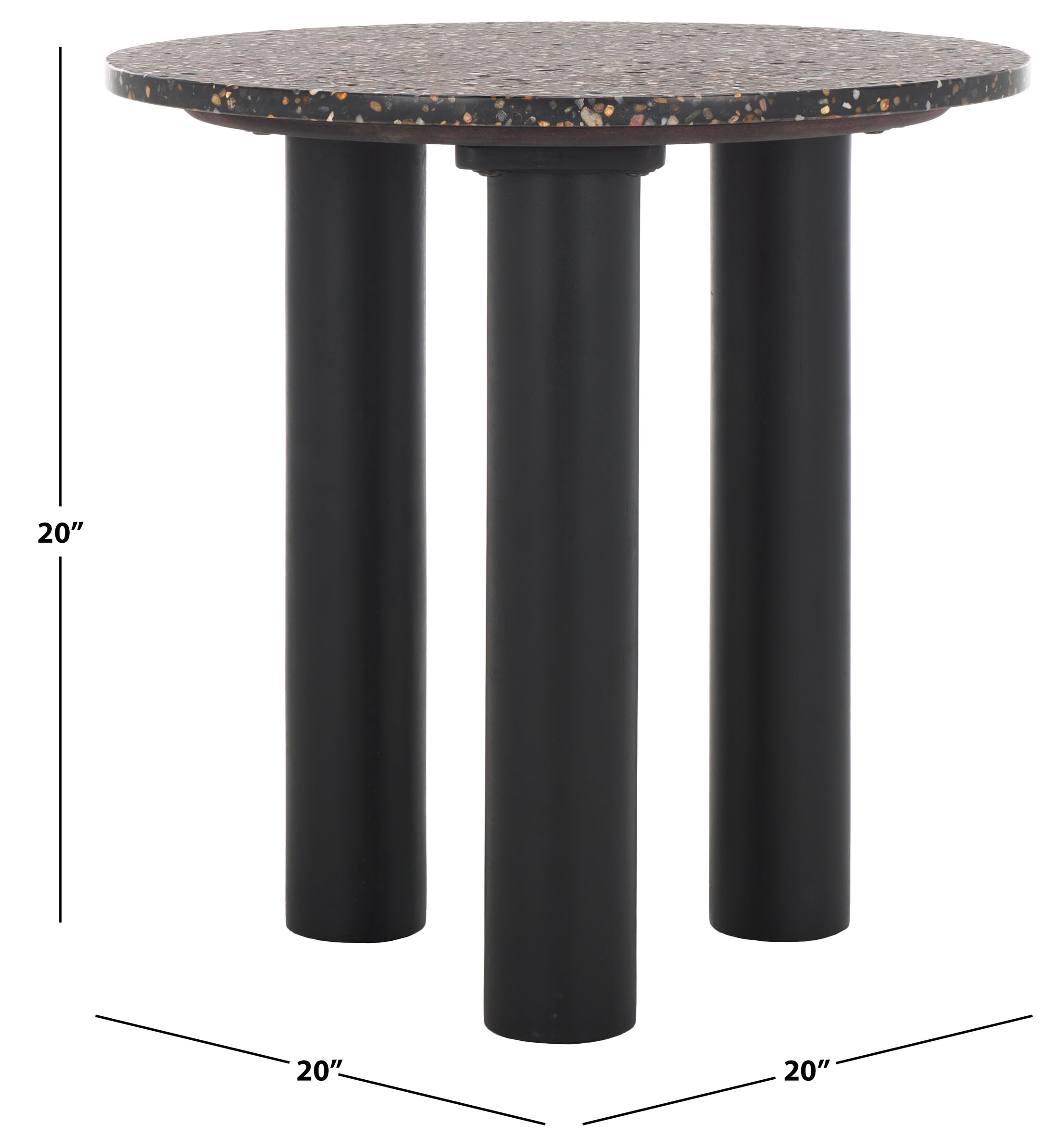 Safavieh Couture Kathalina Round Terrazzo Top Accent Table, SFV6404 - Black