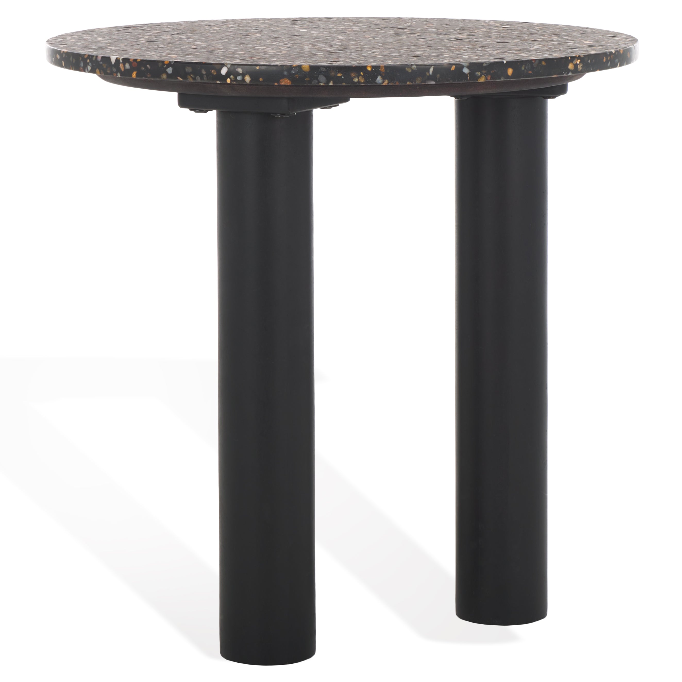 Safavieh Couture Kathalina Round Terrazzo Top Accent Table, SFV6404 - Black