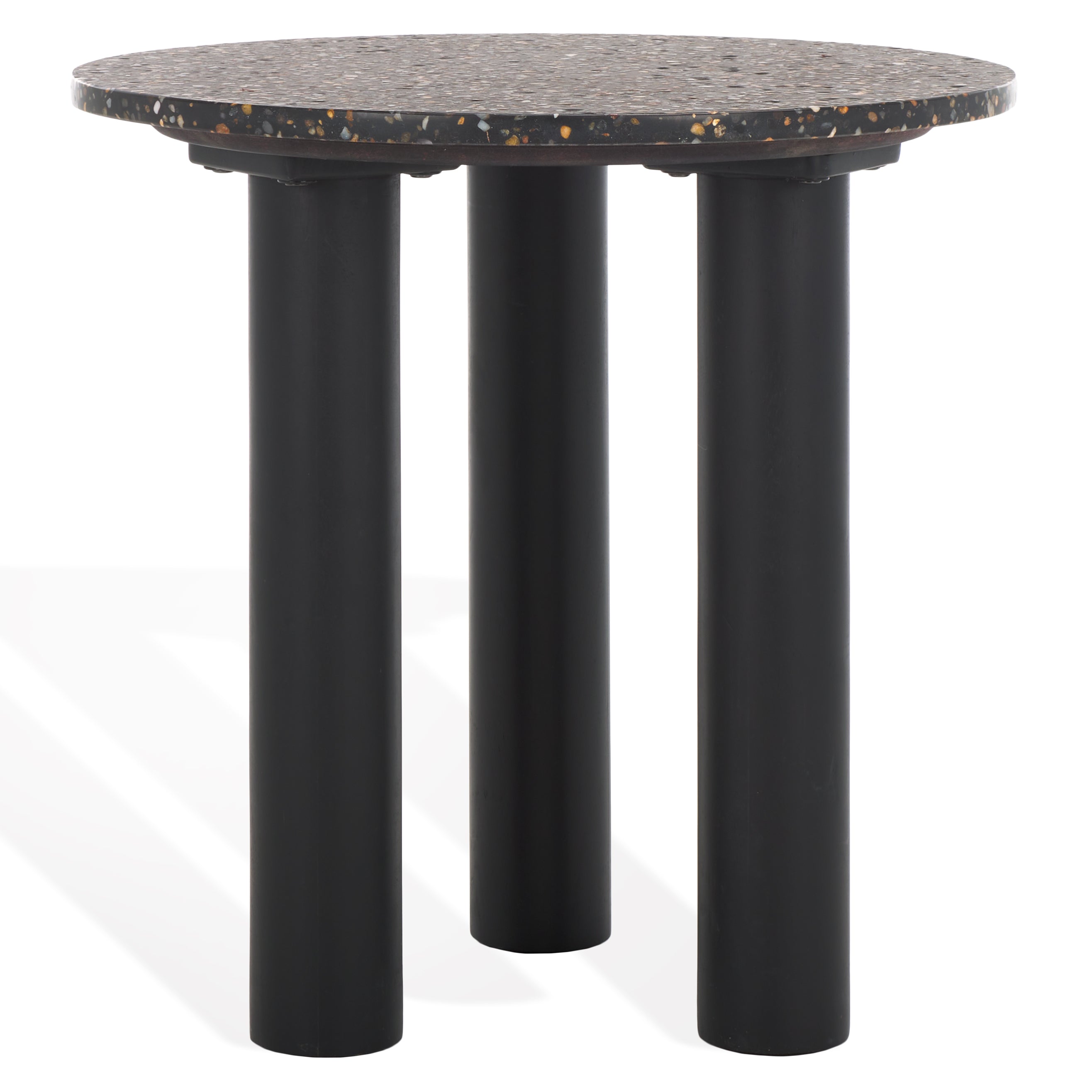 Safavieh Couture Kathalina Round Terrazzo Top Accent Table, SFV6404 - Black