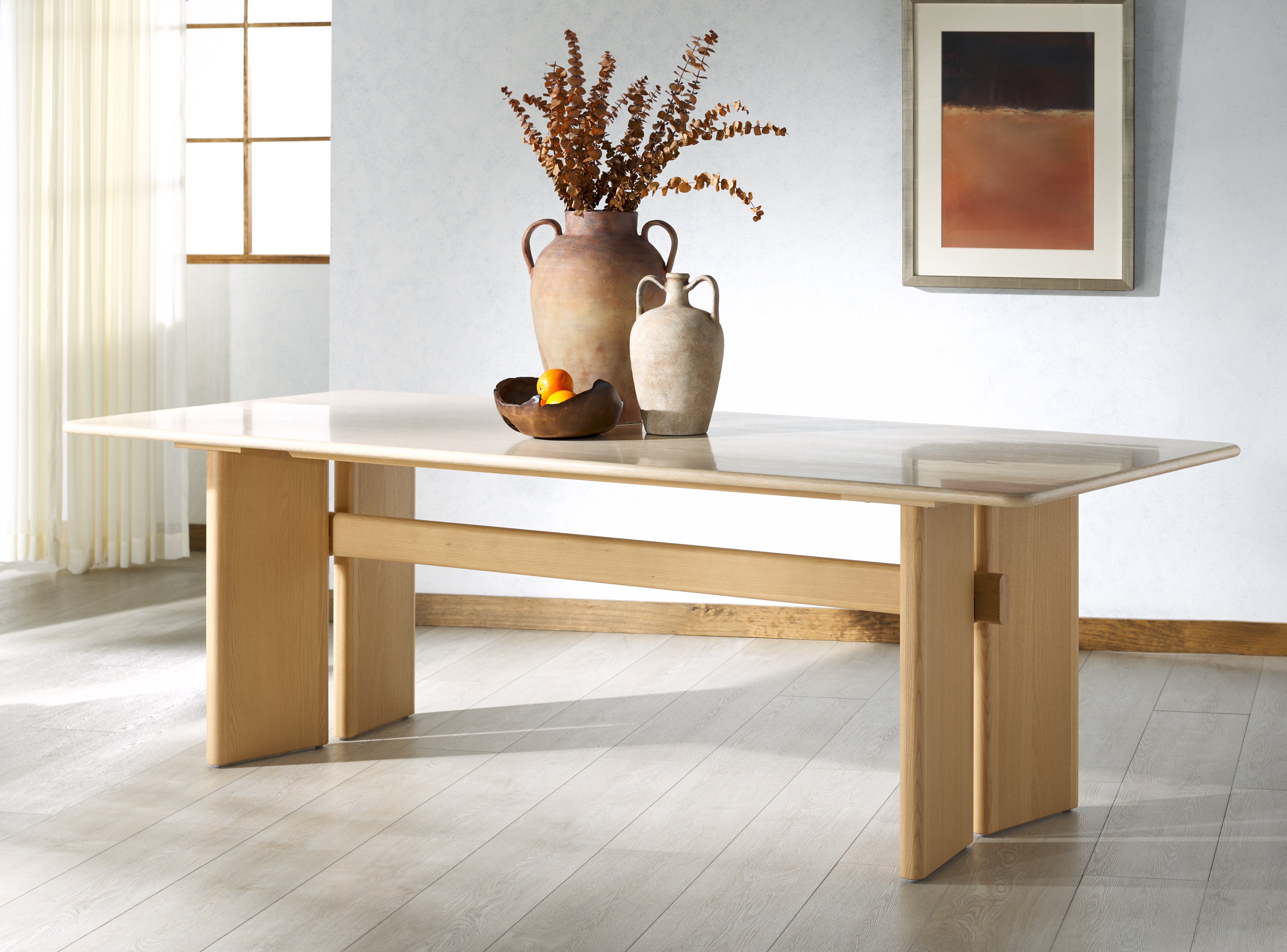 Safavieh Couture Bellarose Travertine Dining Table, SFV7231 - Natural / Travertine