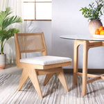 safavieh couture jaqueline boucle and rattan back dining chair, SFV9104 - Beige / Natural