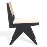 safavieh couture jaqueline boucle and rattan back dining chair, SFV9104 - Beige / Black