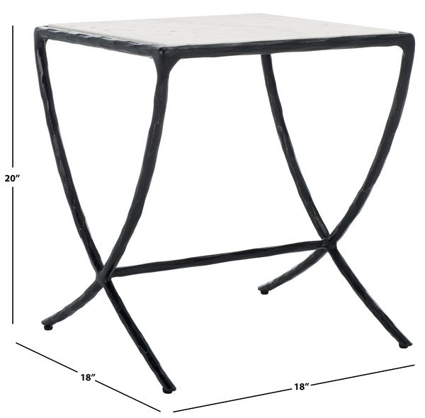 Safavieh Couture Debbie Square Metal Accent Table - Black / White