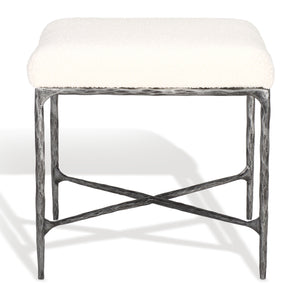 Safavieh Couture Mandy Boucle And Metal Ottoman, SFV9526