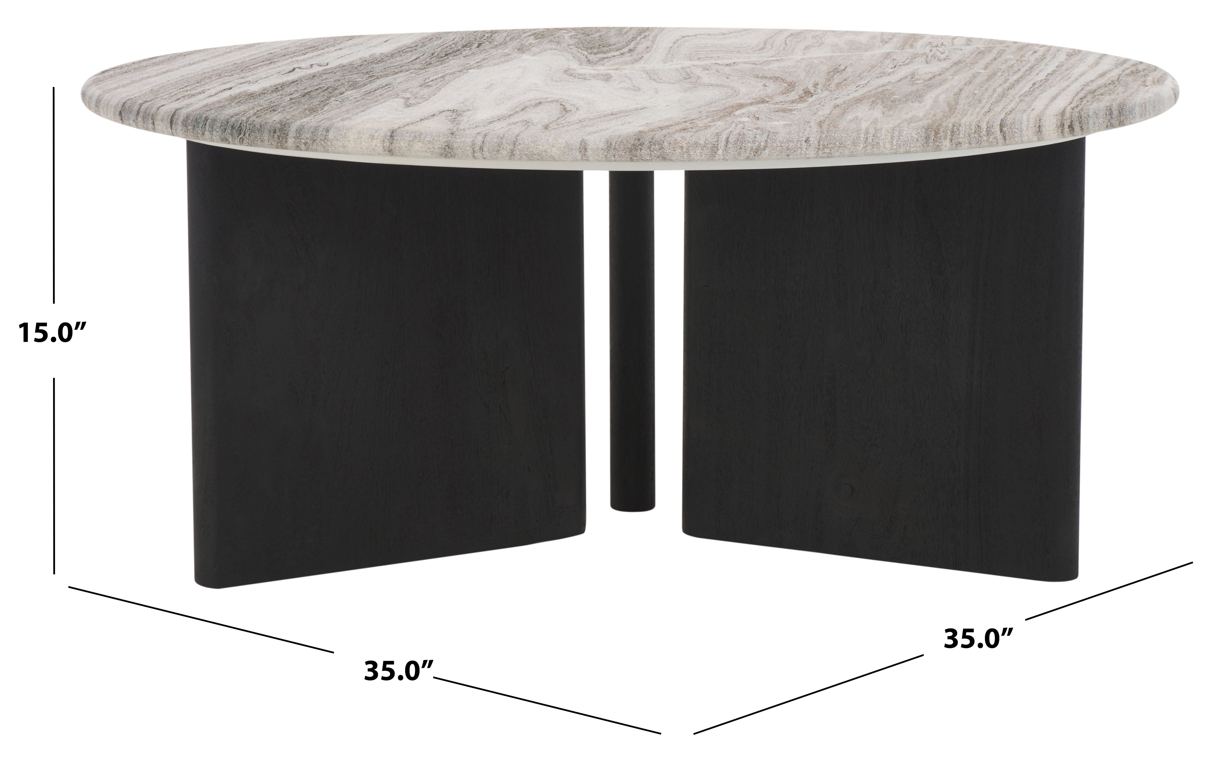 Safavieh Couture Lauresse Round Marble Top Coffee Table, SFV9723 - Black / Grey