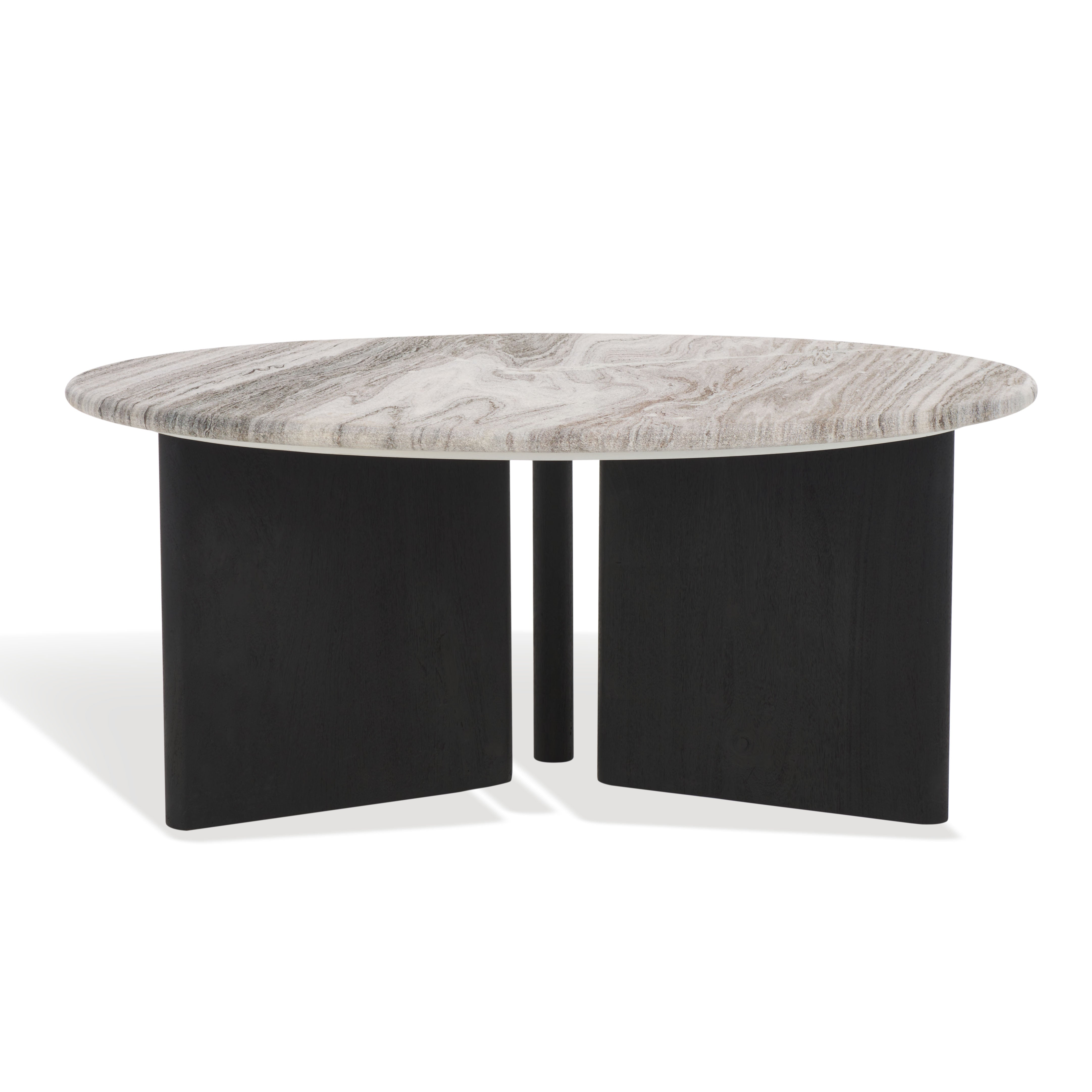 Safavieh Couture Lauresse Round Marble Top Coffee Table, SFV9723 - Black / Grey