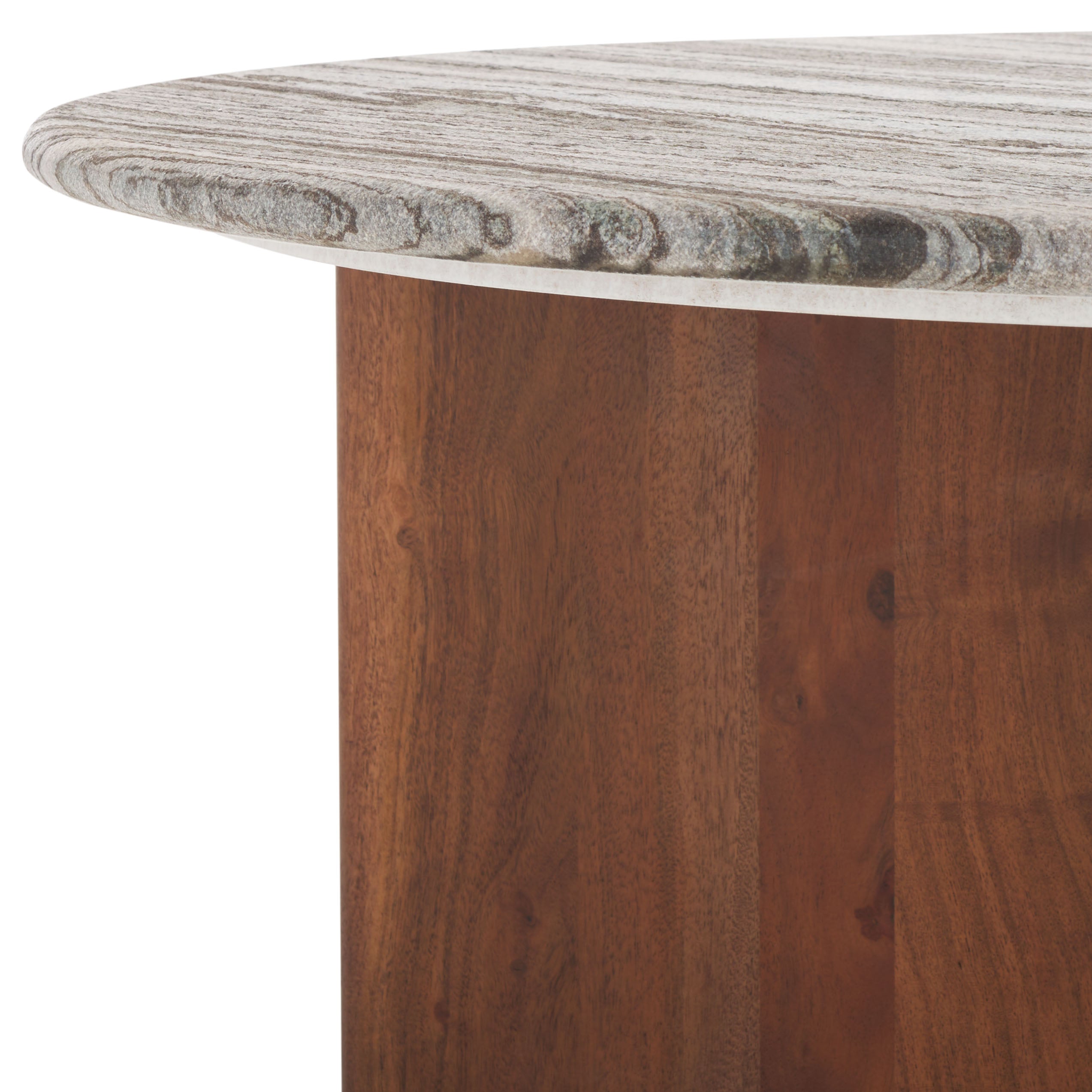 Safavieh Couture Lauresse Round Marble Top Coffee Table, SFV9723 - Walnut / Grey