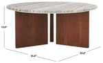 Safavieh Couture Lauresse Round Marble Top Coffee Table, SFV9723 - Walnut / Grey
