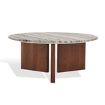 Safavieh Couture Lauresse Round Marble Top Coffee Table, SFV9723 - Walnut / Grey