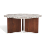 Safavieh Couture Lauresse Round Marble Top Coffee Table, SFV9723 - Walnut / Grey