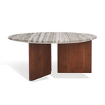 Safavieh Couture Lauresse Round Marble Top Coffee Table, SFV9723 - Walnut / Grey