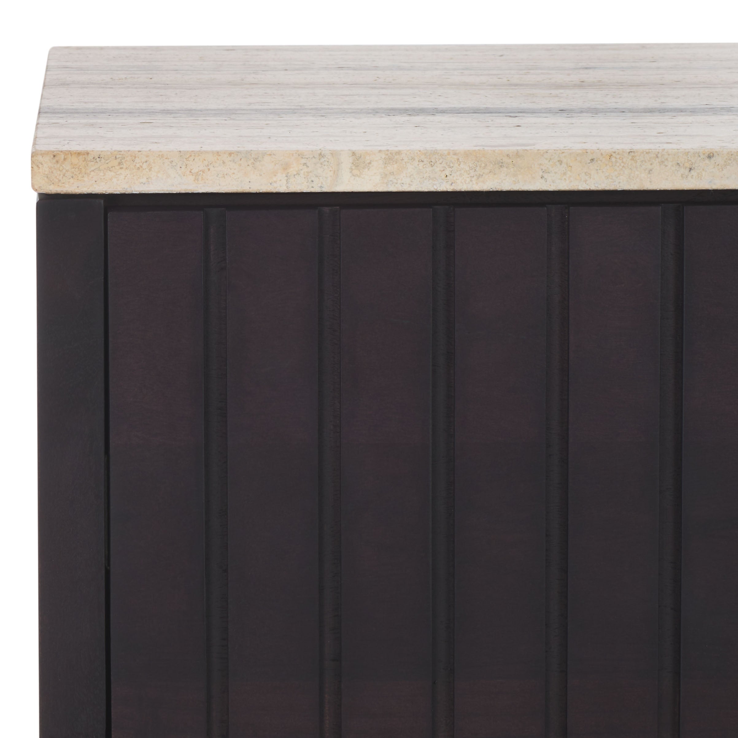 Safavieh Couture Floris Travertine Top Nightstand, SFV9726 - Black / Travertine